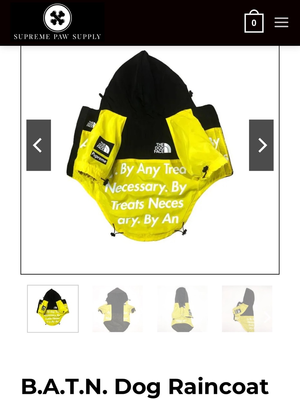 Pupreme x The Dog Face B.A.T.N. Dog Raincoat Windbreaker Size Large